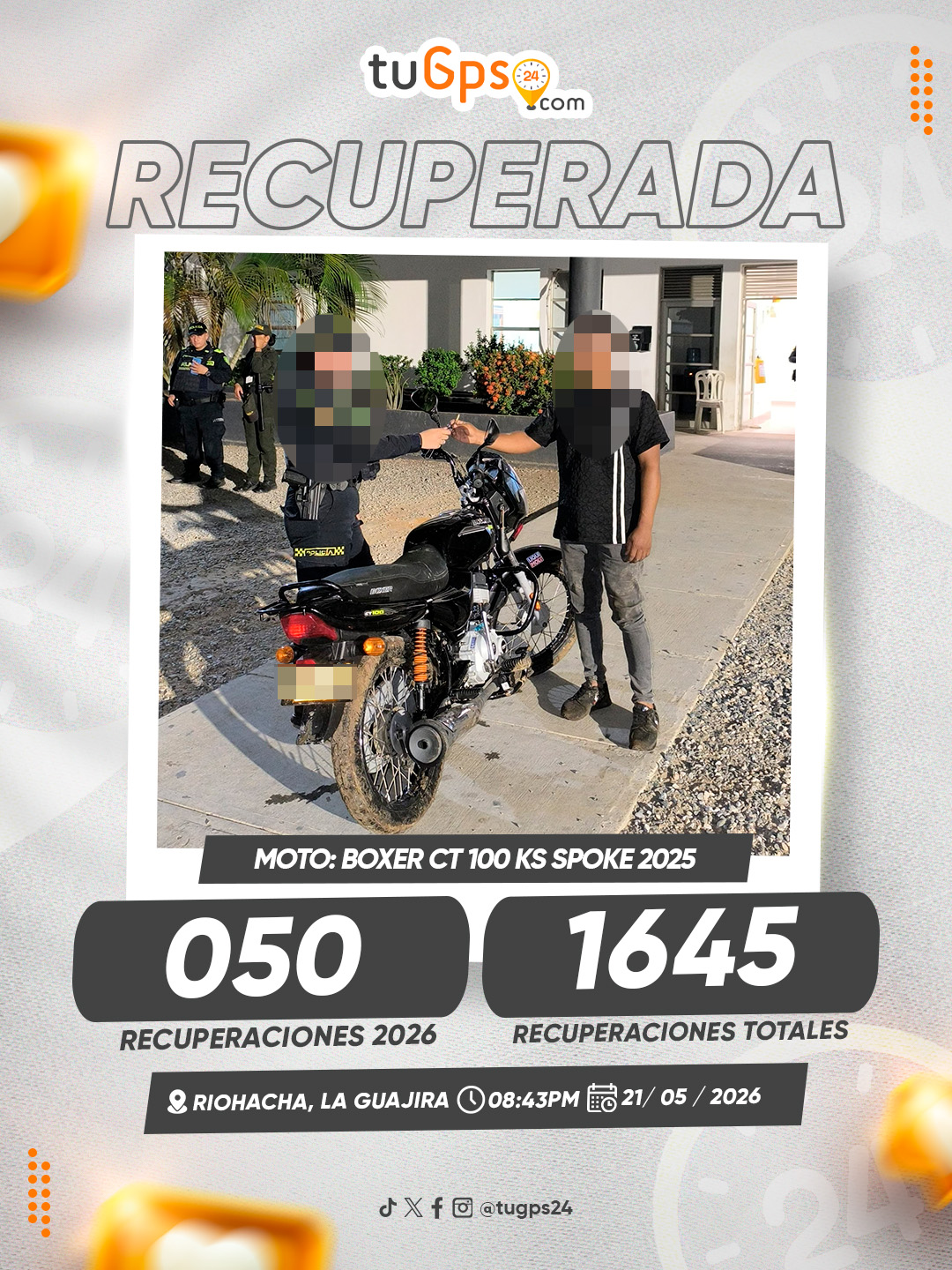 Vehículo recuperado por TuGPS24 — caso 50